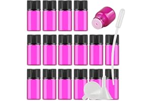 TIANZD 25 Stück Leer 3 ml Kleine Glasflaschen mit Orifice Reducer Rosa Mini-ätherische Ölflaschen Duft Glas Fläschchen für Ätherisches Öl,Aromatherapie,Parfüm,Massage