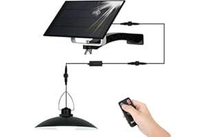 ENCOFT 20 LED Luminaire Solaire Extérieure Suspendue avec Télécommande Lampe Solaire Suspendue Rétro IP65 Imperméable Suspension Lustre Pendant Lumière Blanc Froid 6500K pour Jardin Garage, Noir