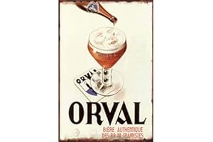 None Brand Orval Biere Plaque décorative en métal Peint rétro 20,3 x 30,5 cm;