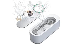 TPLTECH Limpiador Ultrasónico, Limpieza Profunda de 360 ° Limpiador Ultrasónico de Joyas Vibración de Alta Frecuencia Limpieza con una Llave Máquina de Limpieza Ultrasónica para Joyería, Anteojos, Collares