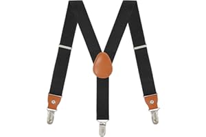 WELROG Boys Suspenders Boys Braces for Trousers 3 Clips - Kids Braces for Trousers Adjustable Elastic Y-shape Strong Clips Suspenders for Boys