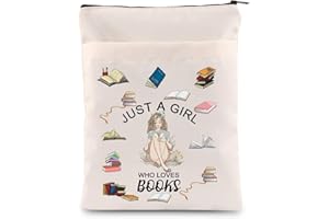 BNQL Just a Girl Who Loves Books Sleeve with Zipper Book Lover Gifts Book Cover Protector Sleeve for Paperback Book Nerd Gift (Just a Girl Who Loves Books Sleeve Beige)