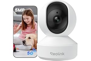 Reolink 3K 5MP Caméra Surveillance WiFi Intérieure 360° PT, Suivi Automatique, Détéction de Personne/Animal/Pleurs de Bébé, Wi-FI 2,4/5 GHz, Vision Nocturne, Audio Bidirectionnel, E1 Pro