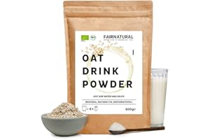 ‎FAIRNATURAL Fairnatural BIO Haferdrink-Pulver [Aus regionalem deutschen Anbau] Hafertrink ohne Zuckerzusatz zum selber Mischen | Für 6L Milchersatz oder als Instant Oats (600g)