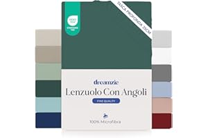 Dreamzie lenzuola con angoli Matrimoniale 180 x 200 cm - Angoli da 35 cm per Materassi Spessi - 100% Microfibra - Verde Petrolio, Certificato senza Prodotti Chimici (Oeko-TEX)