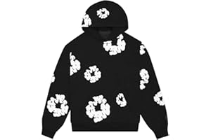 Laquieio Denim Tears chandal Hombre/Mujer Original Denim Tears Sudadera con Capucha y Pantalón Chándal para Hombre y Mujer Y2K Sudadera con Capucha con Estampada Flores Pantalones Denim Tears Flores