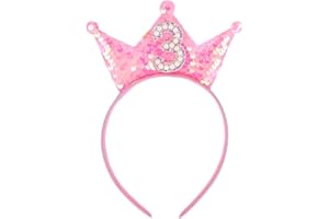 Gjinxi Birthday Decorations for Girl, Glitter Girl Headband Princess Crowns for Little Girls, Birthday Crown Head Band Gifts