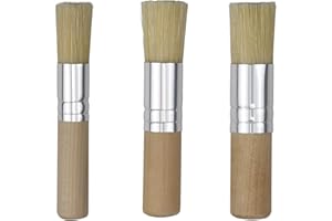 NICELAND Brosses à Pochoir en Bois 3 Pièces Brosses de Peinture en Poils Pinceaux à Pochoir Ronds pour la Peinture à l'huile, la Peinture Acrylique, la Peinture à l'aquarelle et Le Projet d'artisanat d'art