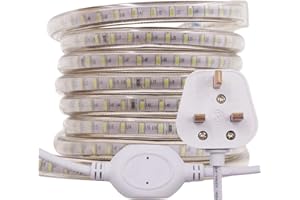 GQL 4m LED Strip AC 220V 240V IP65 Waterproof 3014 SMD 120LEDs/m Commercial Rope Light, Cold White Ribbon for Home Kitchen Cabinets Ceiling Garden Decoration UK Plug