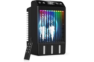 BUBBACARE Climatiseur Mobile avec Ecran, 1000 ml Refroidisseur D'air, 4-EN-1 Ventilateur Humidificateur Mini Clim avec Double Pulvérisation et Lumière, 4 Vitesses de Synchronisation Climatiseurs Portables