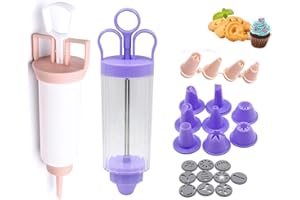 NN/A Biscotti Siringa,Yiyifor 2 Sets Pistola Sparabiscotti Siringa in Plastica per Decorare Siringa per Dolci Cookies Maker Siringa Siringa Decoratrice Siringa per Guarnire Pasticceria(Rosa et Porpora)