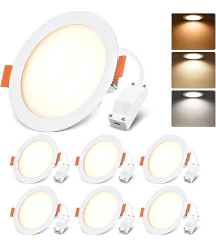 Wowatt LED Downlights Ceiling Dimmable 7W LED Recessed Ceiling Lights IP44 Ultra Slim 6000K Cool White 700LM Spotlights 3 Brightness Level Ceiling