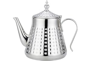 SANQIAHOME 1200ml,Tetera de acero inoxidable con infusor extraíble,tetera de estufa,plateado