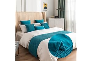 GOFOHIMI Bed Runners and Matching Cushion Cover, Reversible Bed Runners Scarves Hotel Bedding Bed Towel Bedroom Bedspread Protection Home Decoration (30x50cm(Pillowcase),sky blue)