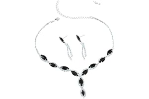 Bcenoilua Rhinestone Cubic Zirconia Teardrop Y Necklace and Earrings Set for Christmas, Bride, Evening Party, Graduation, Rhinestone Crystal, Crystal Cubic Zirconia Jewellery