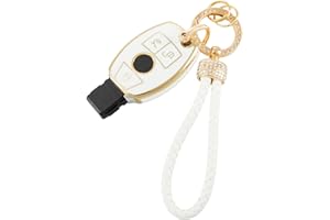 luwiscook Car Key Cover with Keychain Lanyard, 3 Buttons Smart Soft TPU Key Fob Protection Case Compatible with Mercedes Benz A B C E G R S M Class CLA CLS GLA GLC GLE GLS GLK GL