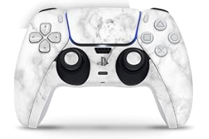 Skins4u Skins Folie Design Aufkleber kompatibel mit Sony Playstation 5 Controller PS5 DualSense Skin Schutz Cover Marmor Weiss