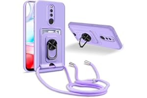 JMstore Funda Silicona Cuerda Compatible con Xiaomi Redmi 8,Protección de la cámara Funda, Anillo Soporte magnético de Hierro+Ranura para Tarjeta-Púrpura