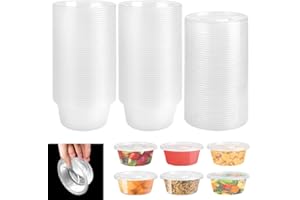 LANSKYLAN 50 Pezzi Piccoli Contenitori con Coperchio 150ml Vasetti di Plastica con Coperchio Barattoli Trasparente per Alimenti Contenitori Piccoli per Alimenti per Salse Zuppe Condimenti Creme e DIY