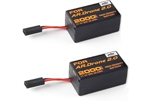 CJC Paquet de 2 Batteries de rechange de grande qualité de Polymère de Lithium de 2000 mAh pour quadcopter Parrot AR.Drone 2.0