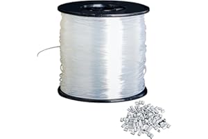 KTXABY 0.8mm x 200m Monofilament Fishing Line,Strong Clear Invisible Hanging Wire, Fishing Wire for Hanging Crafts with 120pcs Aluminum Crimp Sleeves for DIY Crafting, Fishing, Handicrafts,Jewellery, Hanging