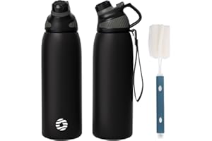 Fjbottle Stainless Steel Water Bottle 600ml/800ml/1L/1.5L with Magnetic Lid, BPA Free Insulated Water Bottle, Sports Metal Hot&Cold Drinks Vacuum Flask Leak-Proof for Gym, Work, Travel