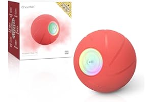 Cheerble Wicked Ball PE - Verbesserte Gummiversion Hundeball - Selbstrollender Hundespielzeug mit 3 Spielmodi & LED-Licht - Robustes interaktives Hundespielzeug für mittelgroße bis große Hunde (Rot)