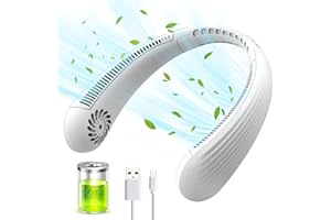 Aionly Portable Neck Fan, Rechargeable Neck Fan for Men Women, Hand Free 3000 mAh Battery Operated USB Charging Bladeless Wearable Personal Fan for Home Office Travel Outdoor (White)