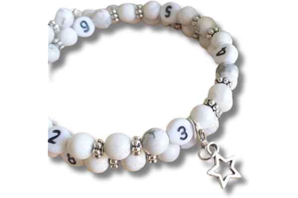 Naïris bijoux Bracelet d'allaitement Howlite - permet de noter l'heure de la dernière tétée ou dernier biberon - modèle Rasmey