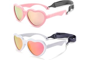 COASION Baby Sunglasses Polarized Rubber UV Protection with Strap Heart Shape Sun Glasses for Boys Girls Kids Ages 0-24 Months
