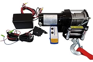 BERGER & SCHRÖTER Berger + Schröter 31779 12V Seilwinde mit Stahlseil – 2722 kg Zugkraft, Funkfernbedienung & Kabelfernbedienung, 12 m Seil, 3-Fach Getriebe, Alu-Seilfenster für Auto, Quad, ATV, KFZ, Buggy