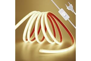 HEGEHE - Striscia LED COB 230V 3m, ogni 10cm può essere tagliato una volta, flessibile impermeabile IP65, striscia neon LED FCOB 240 LED/m 90+, con interruttore [luce bianca naturale 4000K]
