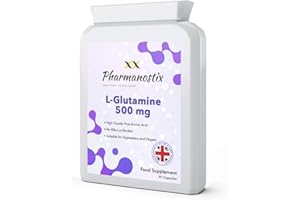 L-Glutamine 500mg High Strength 90 Capsules - Pure Amino Acid with no fillers or Binders - Suitable for Vegans – Exclusively Manufactured in The UK by Pharmanostix