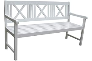 Sedex Aalborg Gartenbank 2-Sitzer Bank Sitzbank Holzbank Eukalyptus Massivholz Weiß gewischt