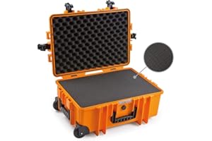 B&W Transportkoffer Outdoor - Typ 6700 Orange - mit Würfelschaum, Trolley Koffer, ideal auf Tour - wasserdicht nach IP67 Zertifizierung, staubdicht, bruchsicher und unverwüstlich