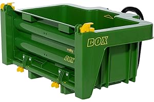 Rolly Toys John Deere rollyBox remolque tractor (función basculante, verde, para niños de 3 a 10 años, para tractores de pedales) 408931