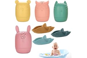 Anevios Jouet de Bain Bébé 7 Pièces Jouet de Baignoire Souple Animaux Jouets de Bain pour Bébé Jouets dEau Cadeau de Jouets de Piscine Amusants, Jeux de Bain pour 1 2 3 Ans