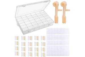 AIRFUL Scatola Portaoggetti per Filo da Ricamo, 2 Contenitori per Filo Avvolgitore filo Interdentale,200 Pezzi Bobine di Filo Interdentale in Plastica, 4 Fogli di Adesivi con Numero di Filo Interdentale