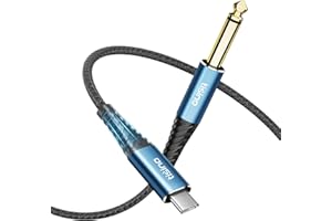 Tisino Kabel USB C do gniazda 6,35 mm TS, kabel do sprzętu do nagrywania gitara basowa/6,35 mm TS na USB C, kompatybilny z laptopem/PC/smartfonem z portami USB C (3 m