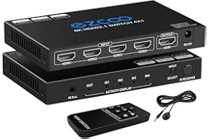 8K HDMI 2.1 Switch 4K 120Hz 4x1 48Gbps VRR ARC HDCP2.3 HDR10 CEC Passthough HDMI Umschalter 8K 60Hz 4 Port HDMI Switcher 4 In 1 Out D-olby Vision Atmos IR Remote for 8K QLED TV,PS5,Xbox,Sky Q
