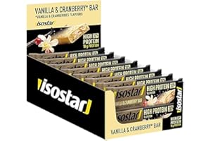 ISOSTAD Isostar Barres High Protein 30 Saveur Vanille Cranberry - Lot de 16 Barres Protéinées pour Sportifs - 16 x 55 g