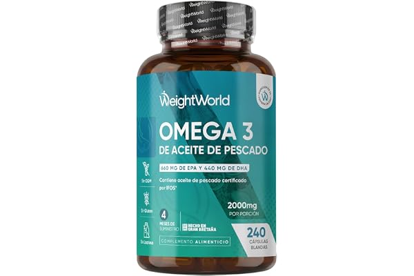 Omega 3 2000mg - 240 Perlas Aceite Pescado IFOS* (660mg EPA + 440mg DHA) | Ácidos Grasos Omega 3 de Anchoa para 4 Meses - Sin OGM, Sin Gluten, Sin Lactosa