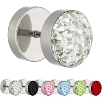 Ohrstecker Fake-Plug Schoko-Erdbeere – Aus Chirurgenstahl, 10 Mm, Silber/rot/blau, Zum Schrauben