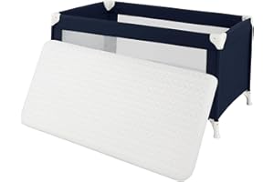 A ATH COLLECTION Baby Travel Cot Bed Mattress Extra Thick Non-Allergenic and Breathable for Babies and Toddlers Cot Bed Mattress Zipped Cover (87X46X5cm)