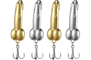 Annyswit 4 Pcs Metal Fish with Trebles Hooks, Fishing Lure Gold Silver Sequin for Deepwater Bait Fishing 5g-20g