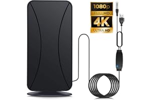 ANJAMI TV Aerial, 1080P 4K HD Digital TV Antenna 460 Miles Range Support, TV Aerial Indoor 360° Acceptance Reception Freeview with Signal Booster 16.4ft Aerial Cable for All Local HDTV (TV Aerial-460)