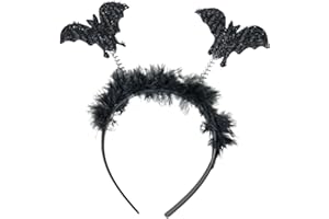 Glitz4Girlz Halloween Black Glitter Bat Headband Boppers Fancy Dress Alice Hair Band for Women Girls