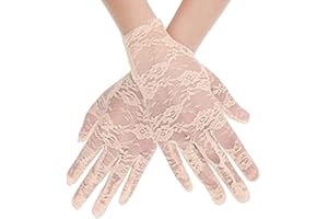 SAMHENG Gants Courts en Dentelle Élégante pour Femmes - Florale, Opéra Vintage, Années 1930 - Soirée, Mariage, Thé, Bal, Cosplay