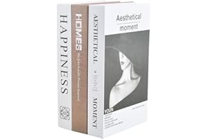 AZONELIFE 3 PCS Magnetic Decorative Fake Books, Faux Book Set with Hidden Storage, Hardcover Decor Book Box, Fashion Decorative Book Boxes, Coffee Table Display Books for Home Office Bookshelf Decoration (B)