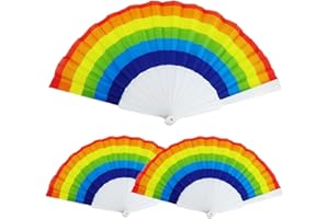 CENRONG Ventaglio Pieghevole，3 Pezzi Ventaglio Pieghevole Arcobaleno Ventagli Pieghevoli Decorativi Colorati per la Danza Decorazione di Oggetti di Scena